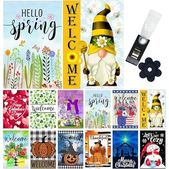 Seasonal Garden Flag Set of 12 Double Sided Welcome Fall Halloween Garden Flags - Picture 8 of 8